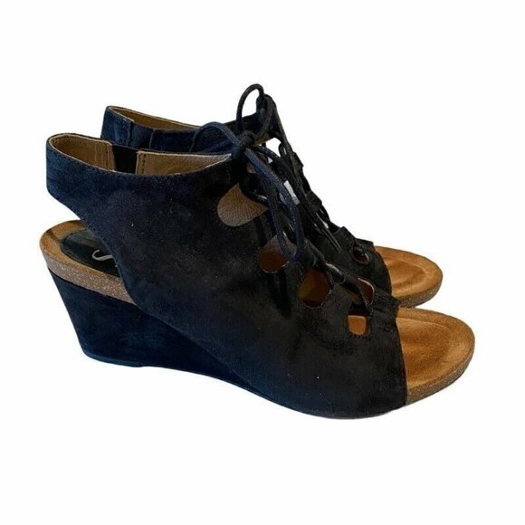 Sofft Maize Sandals Shoes Black Leather Lace Up Open Toe 7 - Picture 1 of 8